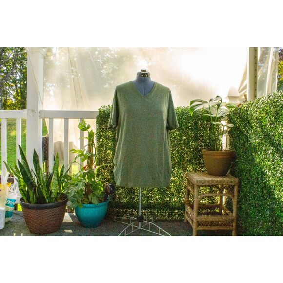 2XL Men’s Soft Washed Heathered Green Stretchy Comfortable Light Tee Shirt - Picture 1 of 5